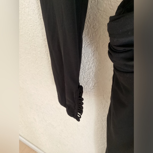 SELF-PORTRAIT Long Sleeve Cut-Out Rhinestone Black Jersey Midi Dress - Picture 6 of 10